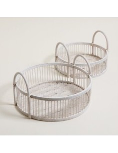 Bandeja 30cm Red. Mimbre Blanco C/asa 131126  Mish02