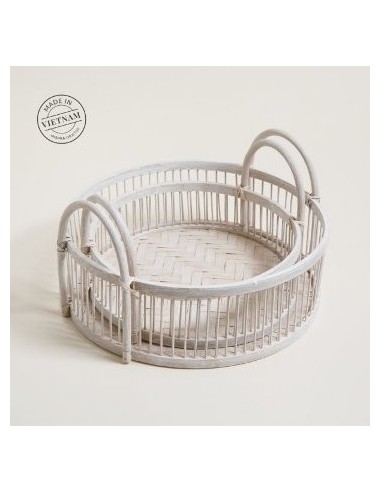 Bandeja 26cm Red. Mimbre Blanco C/asa 131126 Mish02