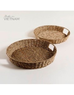 Bandeja 40x7cm Redonda Seagrass C/asa 0503172 Mish02