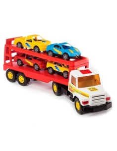 Camion Transportador + 4 Autos Super Camiones N210 Lio01