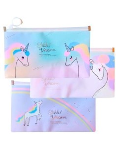 Sobre Pastel C/cierre Plast. Unicornio/animales 13x22 Cm 21909 21912 Col01