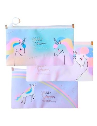 Sobre Pastel C/cierre Plast. Unicornio/animales 13x22 Cm 21909 21912 Col01