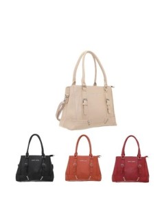 Cartera 36x30x27cm Pierre Cardin De Pu C/ 2 Divisiones Principales. Cierres Plasticos  Manijas Largas Y Correa Regulable. Pcv