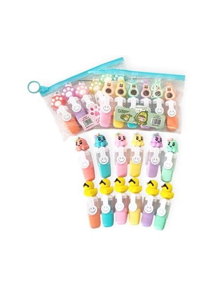 Resaltador X 6 Mini Pastel Fantasia Estuche Pvc Jm2428 Mta01