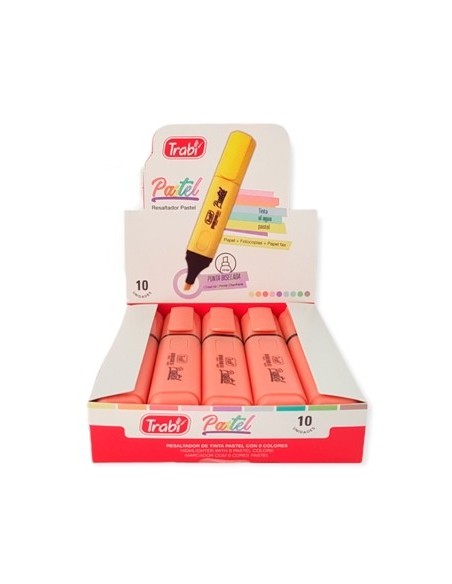 Resaltador Chato Pastel Coral Trabi