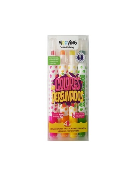 Resaltador X4 Unid Gel Neon Colores Perfumados 3051704 Moo01