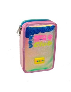 Cartuchera 3 Pisos Tornasolada C/brillos Tricolor A3585 Rexon 2