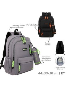 Mochila 17" Trendy C/cartuchera 44x30x16 2 Col (negro/gris) 18585 Tar02 2