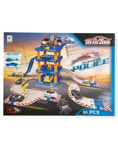 Pista De Estacionamiento Policia Parking 66 Piezas C/1helicoptero C/2autos Ju0049 Pri02 2