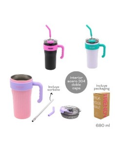 Vaso Termico 640ml Trendy C/tapa + Bombilla 18440 Tar02 2