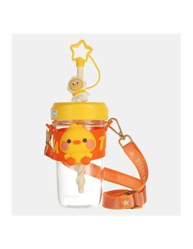 Vaso Vidrio 500ml Infantil C/detalle Y Correa Ee-21651 Sf01