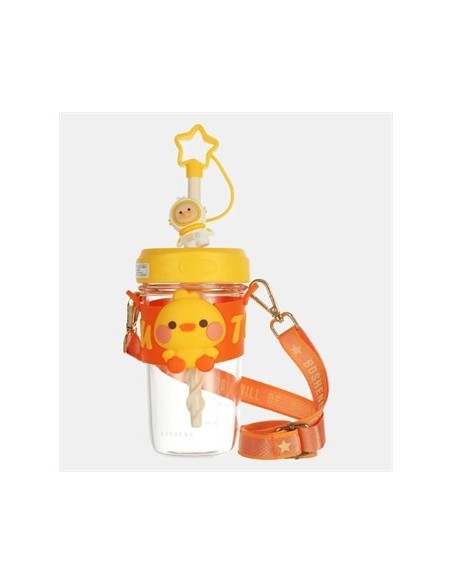 Vaso Vidrio 500ml Infantil C/detalle Y Correa Ee-21651 Sf01