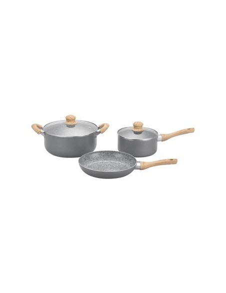 Bateria Cocina 5pza Granito Forjado Stone Fgra01 Hud01
