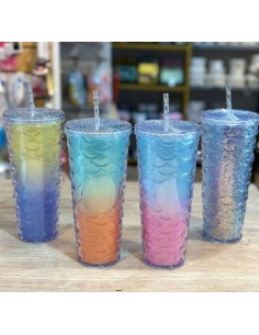 Vaso 710ml C-tapa Y Sorbete Plast  Dis  Sirena Glitter 66-b Hom01 17398 Tar02