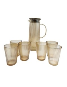 Vaso X6 Con Jarra De Vidrio Tapa Metal Rys-24156 Ramy02