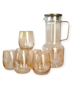 Jarra 1 8lt + 6 Vasos 260ml Vidrio En Caja Yy2402 Rod02