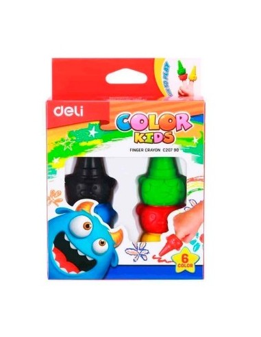 Crayon X 6 Unid. P/dedos Kids Caja Ec20790 Deli (b6)