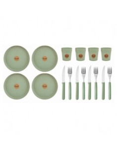 Plato + Vaso+ Cubiertos X 4 Unid  Carol  3900 39160 Car15