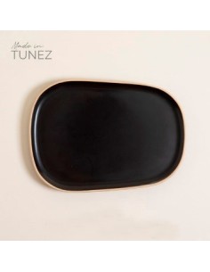 Plato Playo 29cm Ceramica Negra Opaca C-borde Marron 0511359 Mish02