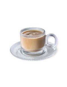 Set X12pzas Pocillo+plato Vidrio Borosilicato Zp904st Mta01