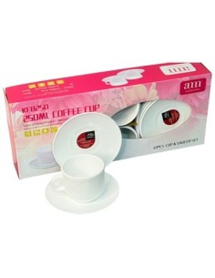 Set X 6 Taza C/plato Vidrio Templado En Caja Kfb250 Min02 Mta01