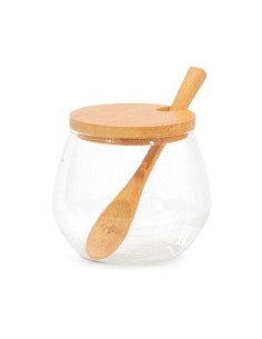Azucarera Vidrio C-tapa Y Cuchara De Bambu 1053 Bzp01