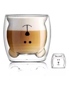 Taza Doble Vidrio 300ml Osito S-asa Ori02