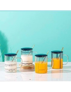 Jarro Mug 480ml Vidrio Deco C-tapa Y Sorbete 04-01 Hom01