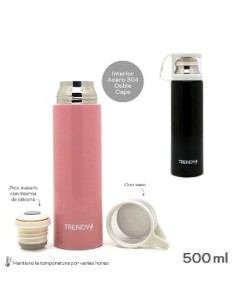 Termo 500ml C/taza Acero Inox Col. Surt. Trendy 14092 Tar02