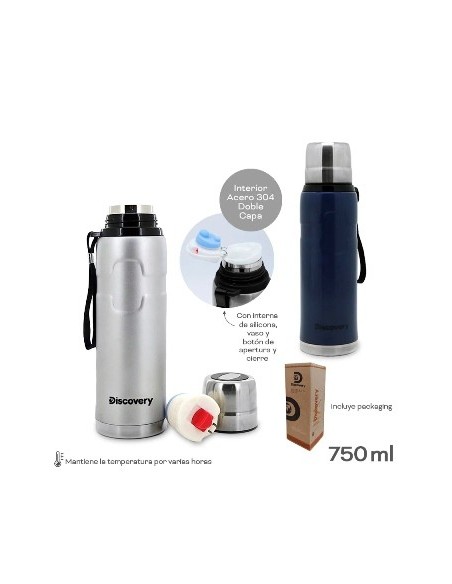 Termo 750ml Discovery Acero Inox Cromado-negro 14103 Tar02 -m- -p-