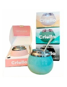 Mate Ceramica Criollo C-bombilla Col  Pastel En Caja 1090-1091-1092-1093  Cim02 -p- -m-