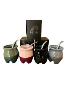 Mate Madera C-ceramica Quechua  Bombilla Color En Caja 1110-1111-1112-1113  Cim02 -p- -m-