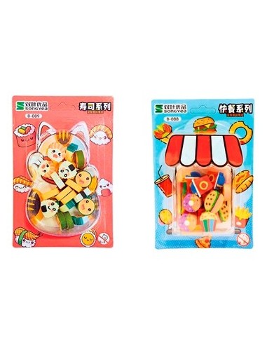 Goma Borrar Fantasia Mini Sushi-fast Food-helado-dino Blister 25419-25420-26522-26608-26601 Col01 (f)