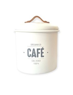 Tarro 700ml Cafe Metal Blanco-negro T-15 Sir01