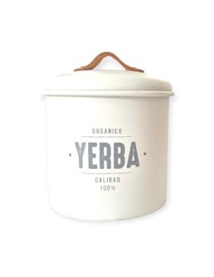 Tarro 700ml Yerba Metal Blanco-negro T-14 Sir01