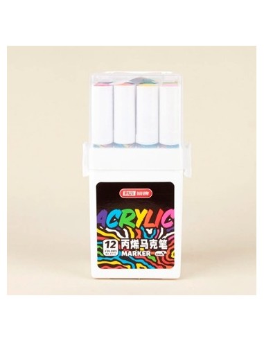 Marcador X 12 Acrilico Punta Media  Valija Bd-66645 Sf01