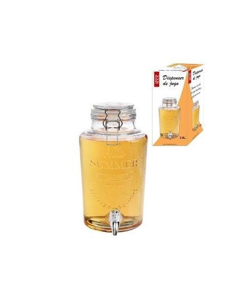 Dispenser De Bebidas 2 8lt Tapa Clip Vidrio C-frase Labrada  8381023 Cr02