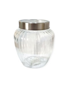 Frasco 18cm Vidrio Red  Rayado C-tapa Metal Calabaza  Fg111402 18846  Lab02