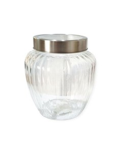 Frasco 15cm Vidrio Red  Rayado C-tapa Metal Calabaza 18847  Ori02 Lab02