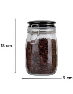 Frasco 18cm Vidrio C-tapa Clip Ceramica Fg180016 Ori02