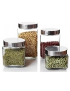 Frasco 10cm Vidrio Cuadrado T-acero 800ml 4925579 Bar02