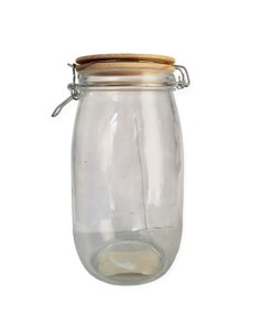 Frasco 22cm Vidrio Red  C-tapa Madera Y Cierre Her  Fg111447 Ori02