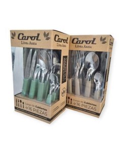 Juego Cubiertos X16 En Caja Color Carol 31116 41116 Mod410 Areia Car15 -6-