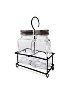 Salero Y Pimentero Vidrio C-base Metal Negra 57914959 Cr02