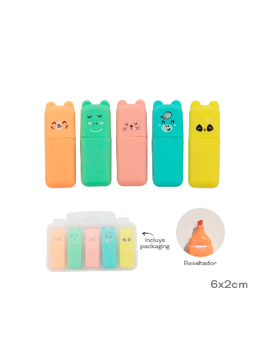 Resaltador X 5 Animalitos 17184 Tar02