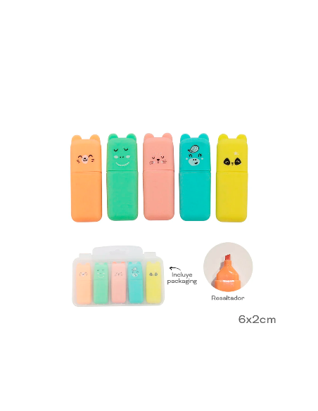 Resaltador X 5 Animalitos 17184 Tar02