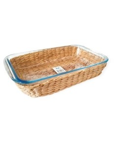 Fuente Rect. 30x17cm Vidrio P/horno Funda Ratan Ca5578 Pk01