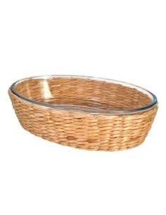 Fuente Oval 26cm Vidrio P/horno Funda Ratan Ca5565 Pk01
