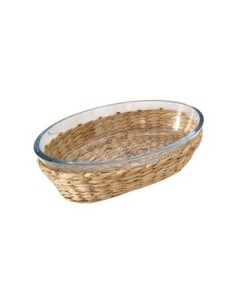 Fuente Oval 20cm Vidrio P/horno Funda Ratan Ca5564 Pk01