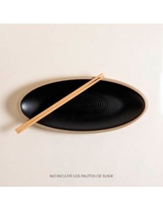 Fuente Oval 30cm Ceramica Negra Opaca C/borde Marron 0511218 Mish02